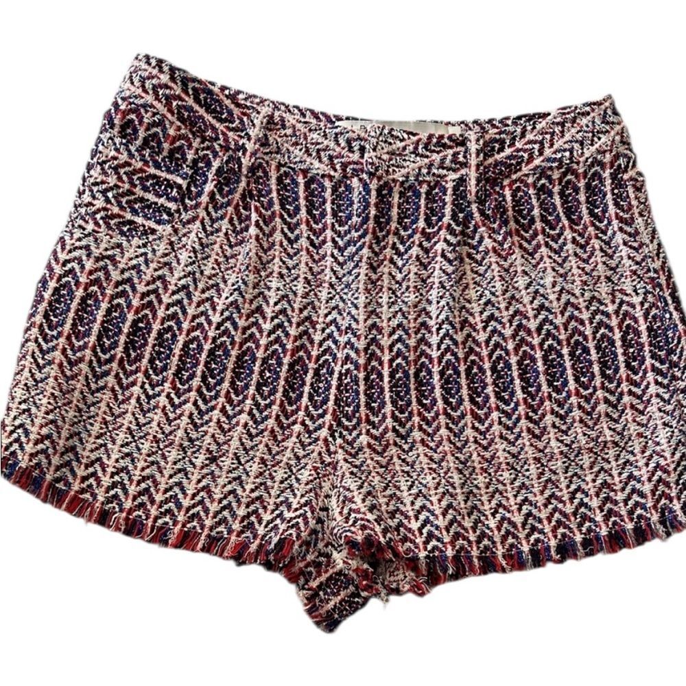 IRO Multicolor Tweed High-Waist Shorts in Red, Navy & White 38/medium